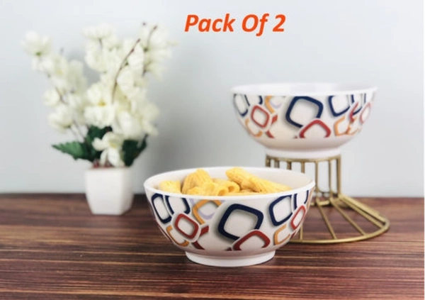 Go Hooked Printed Designer Melamine Soup Bowls/Cereal Bowls/Snacks Bowls/Mixxing Bowls/Salad Bowls/Fruit Bowls-400ml-Pack of 2  - 400 ml, Melamine,  Bowl,  Pack of2